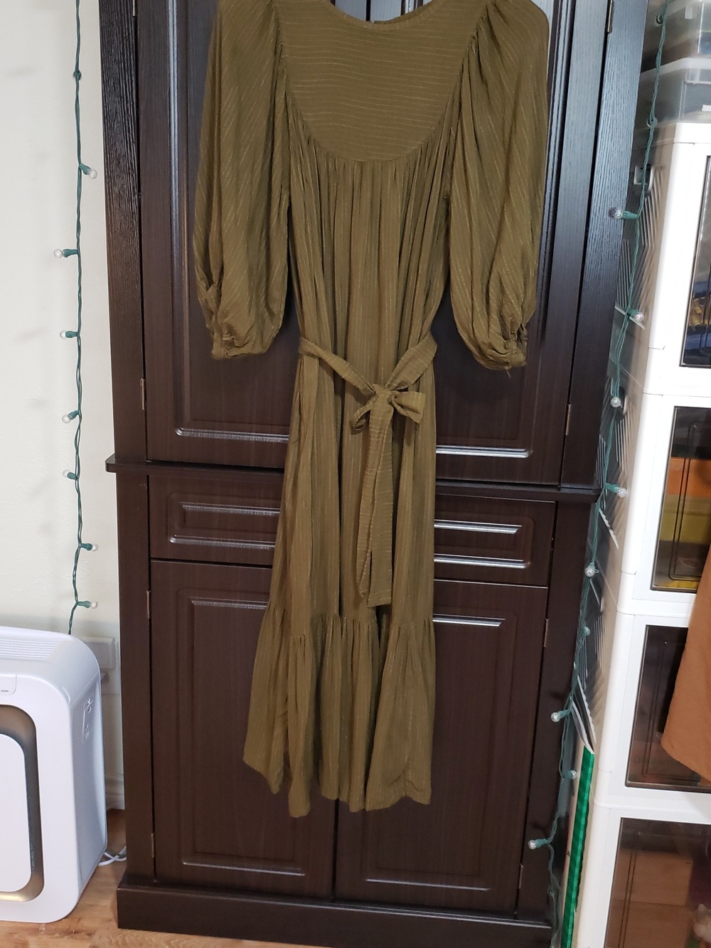 NWOT Kara Thoms Greta Dress In "Olive", Size Small - Picture 6 of 16